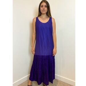 Vtg 100% Silk Maxi Dress Size 16 Deep Purple Point of View Collection Sleeveless